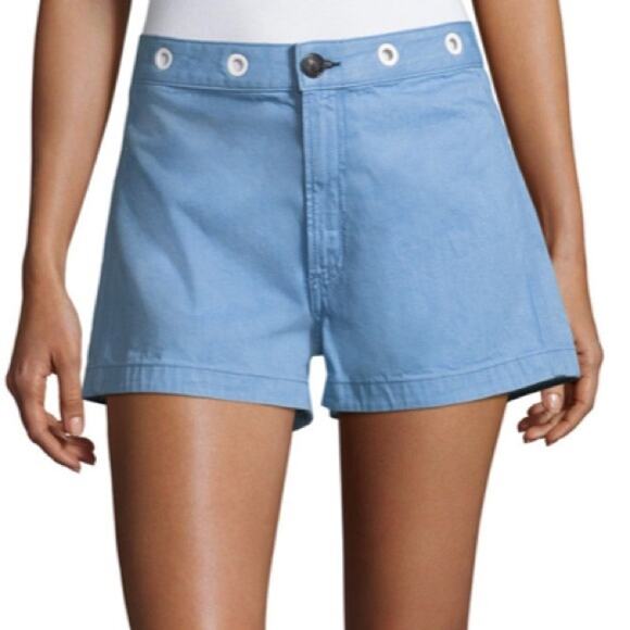 Rag & Bone Womens Shorts Sz 23 Slim Fit High Rise Powder Blue Cotton - Picture 1 of 10